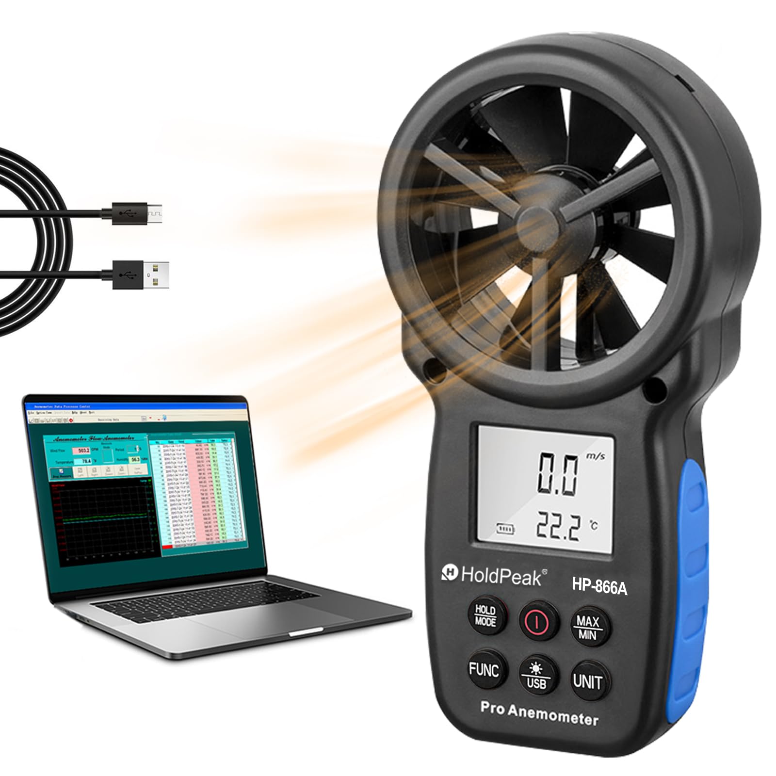 Amazon.com: Holdpeak 866A Anemometer HVAC, Pro CFM Air Flow Meter